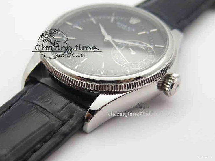 1218 Cellini Date VF Best Edition SS Black Dial Stick Markers On Black Leather Strap A Lightweight 3725